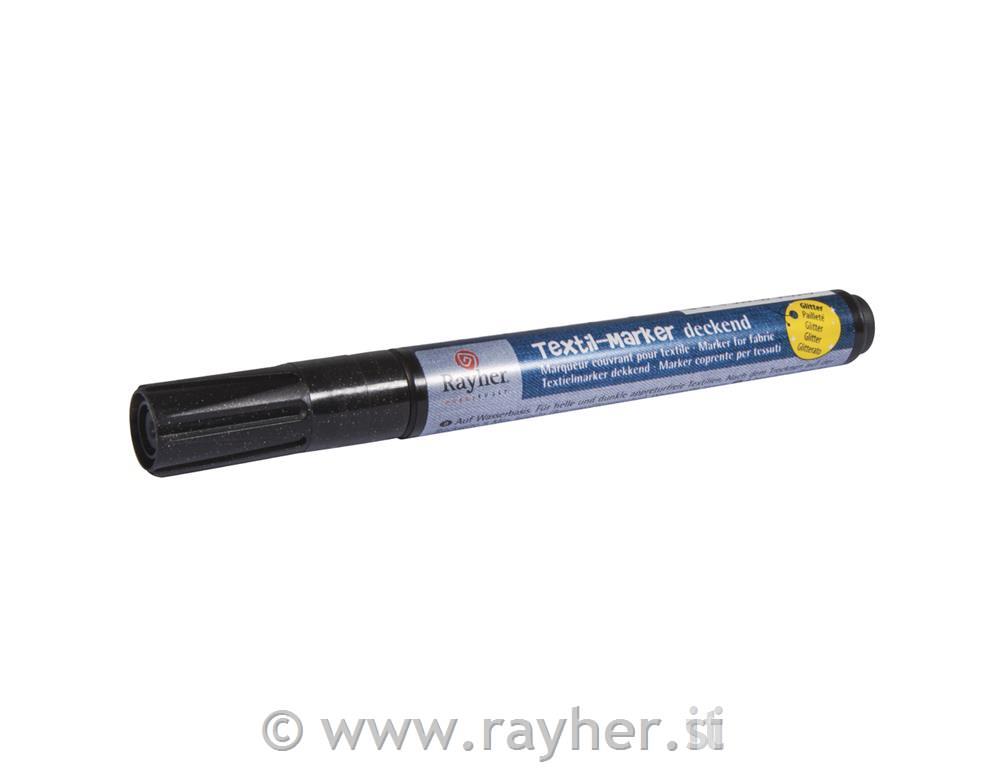 Marker za tekstil,prek.s blještavilom, crno
