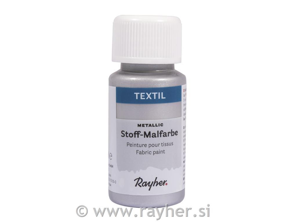 Textile fabric paint Metallic, silver, bottle 50ml