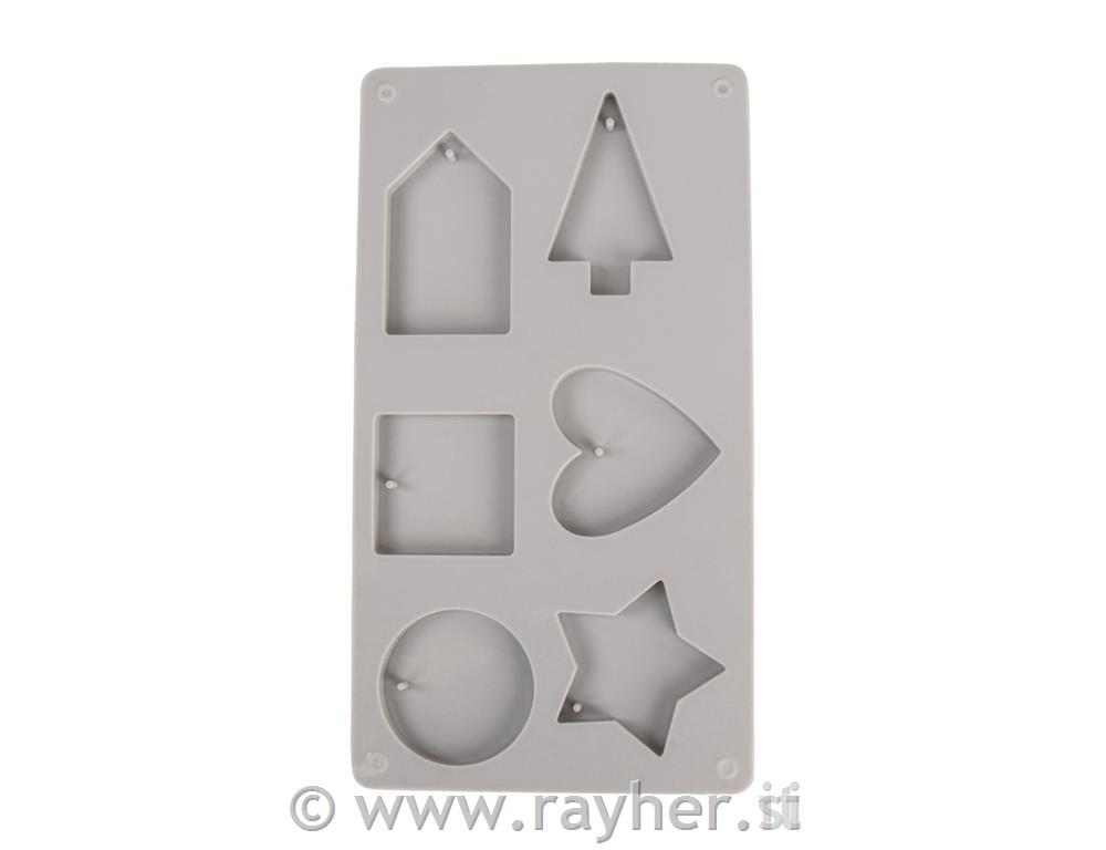 Silicone casting mould Decorative shapes14.5x26x1cm, 6 forms, box 1pc