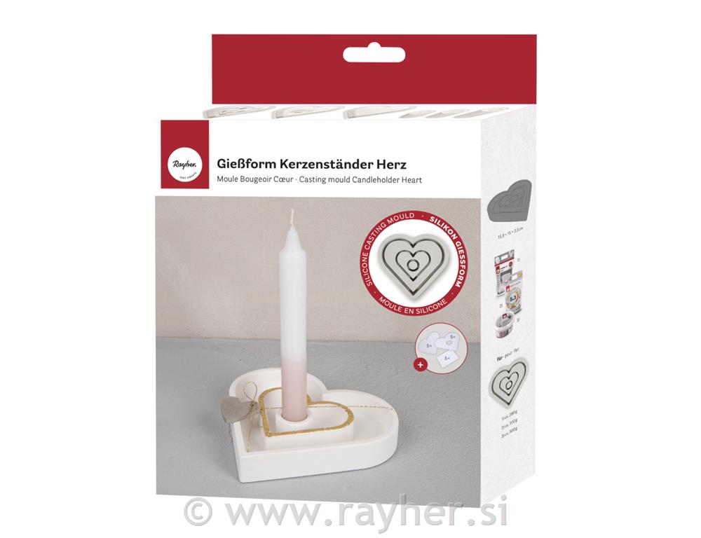 Silicone mould Candleholder Heart, 15.9x15x2.5 cm