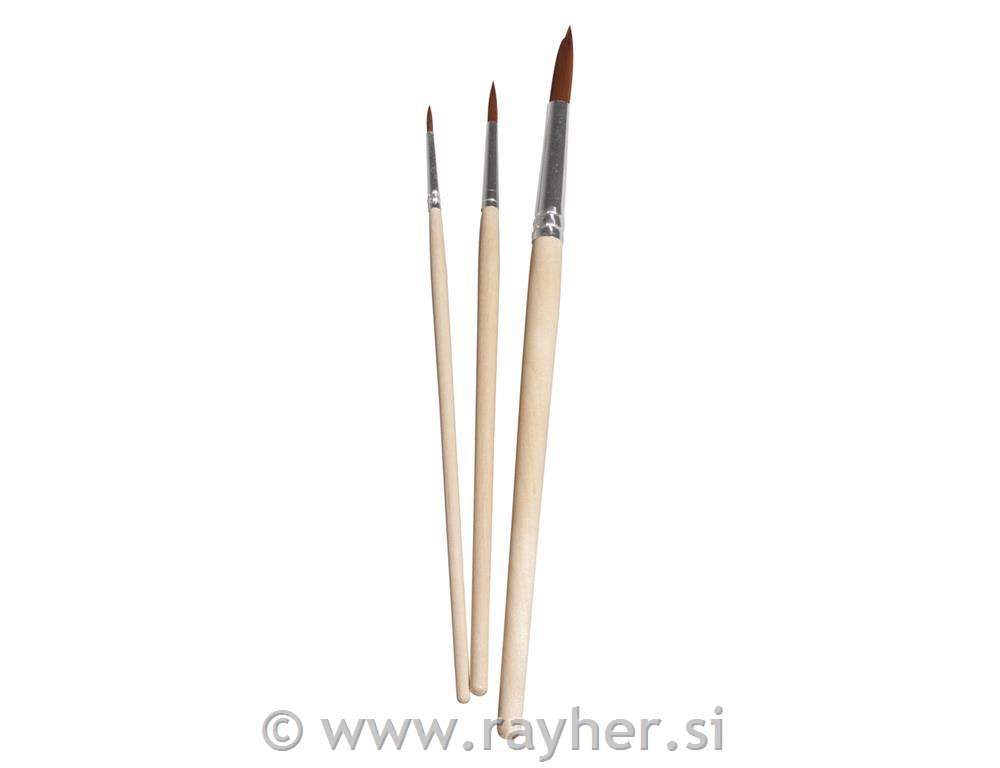 Set o.brushes kinderg.+school, FSC 100%3 synthetic round brushes, tab-bag 3pc