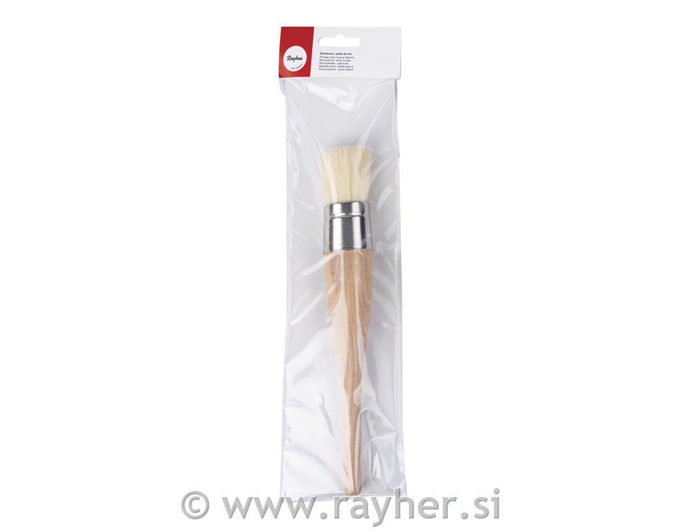 Round brush, white bristles, Size 24