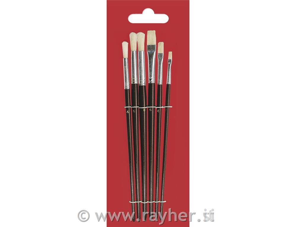 Set čopičev, naravne ščetine, 6 kom.
