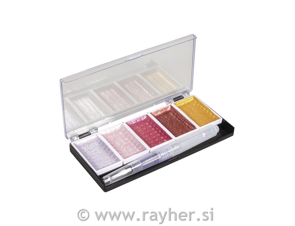 Akvarel Metallic, Pale-pink, 5 barv, 25x45mm, +H2O čopič