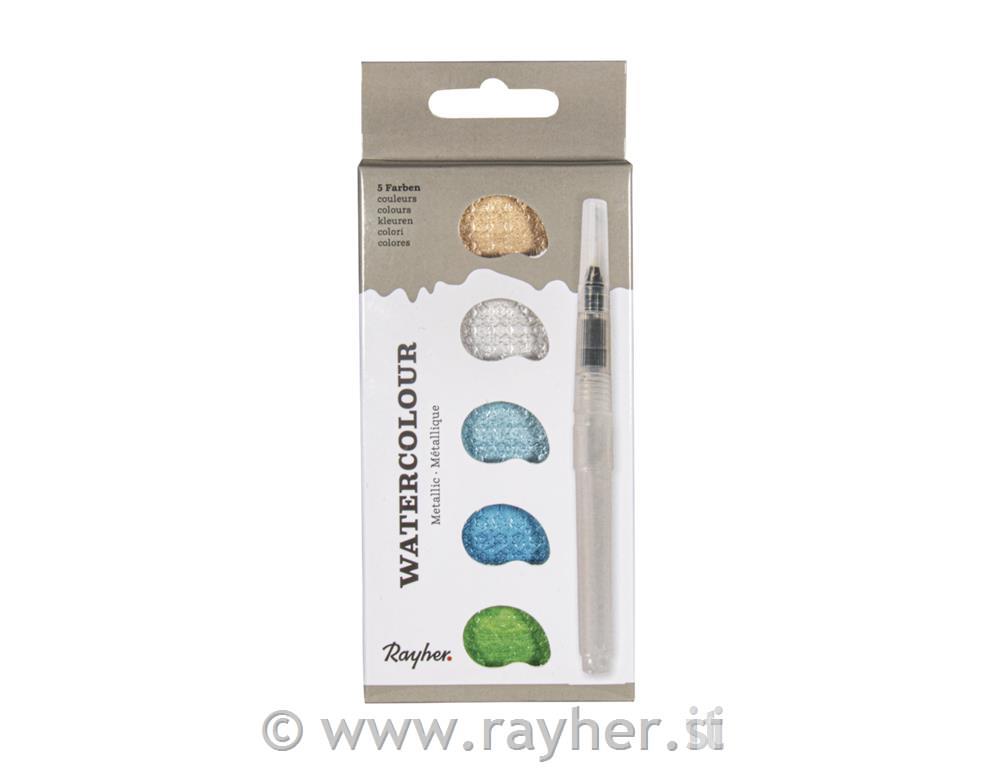 Akvarel Metallic, Blue-green, 5 barv 25x