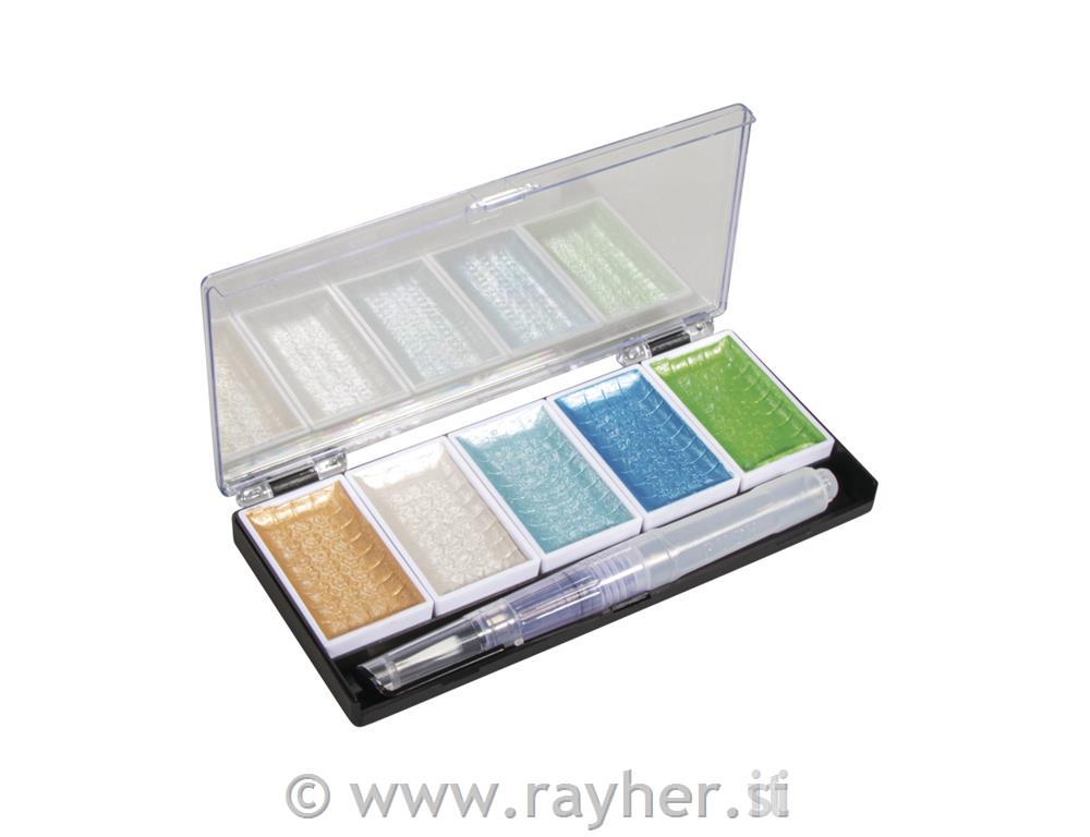 Akvarel Metallic, Blue-green, 5 barv 25x