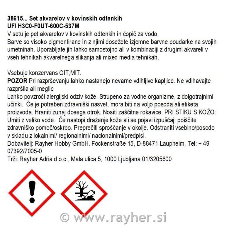 Akvarel Metallic, Blue-green, 5 barv 25x