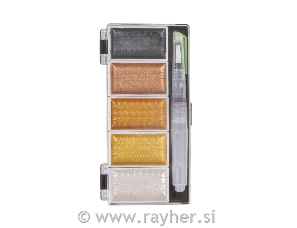 Akvarel Metallic, Gold, 5 barv 25x45mm+H