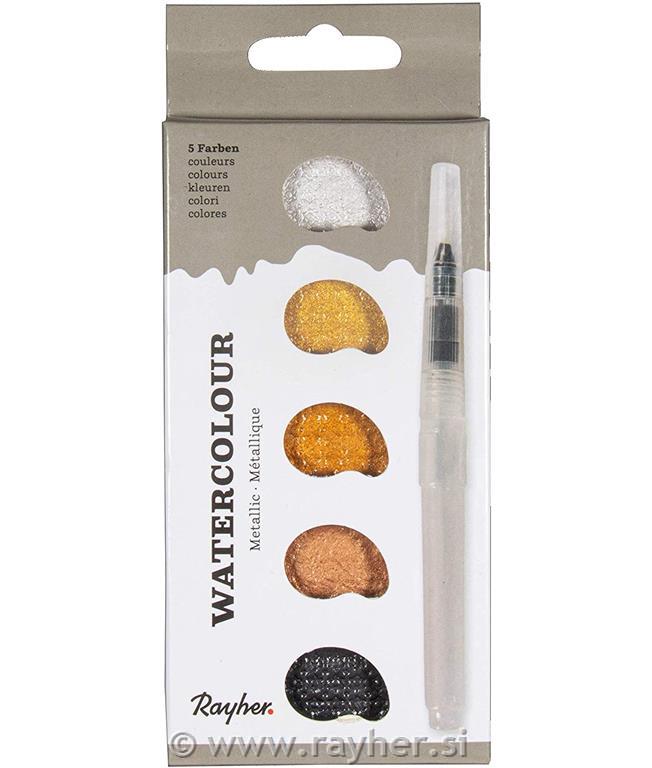 Akvarel Metallic, Gold, 5 barv 25x45mm+H