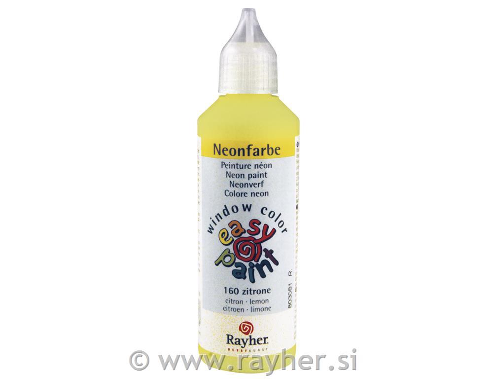 Ljepljiva boja za staklo, Neon, žuta, 80ml
