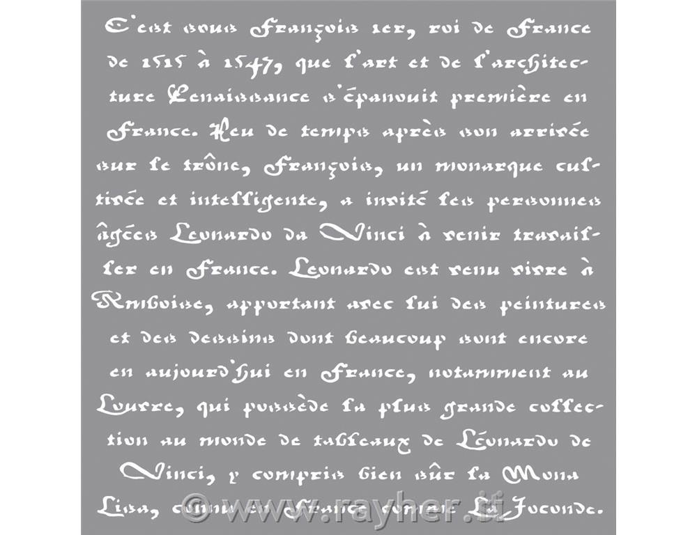 Stencil franz. Schrift, 30.5x30.5cm, tab