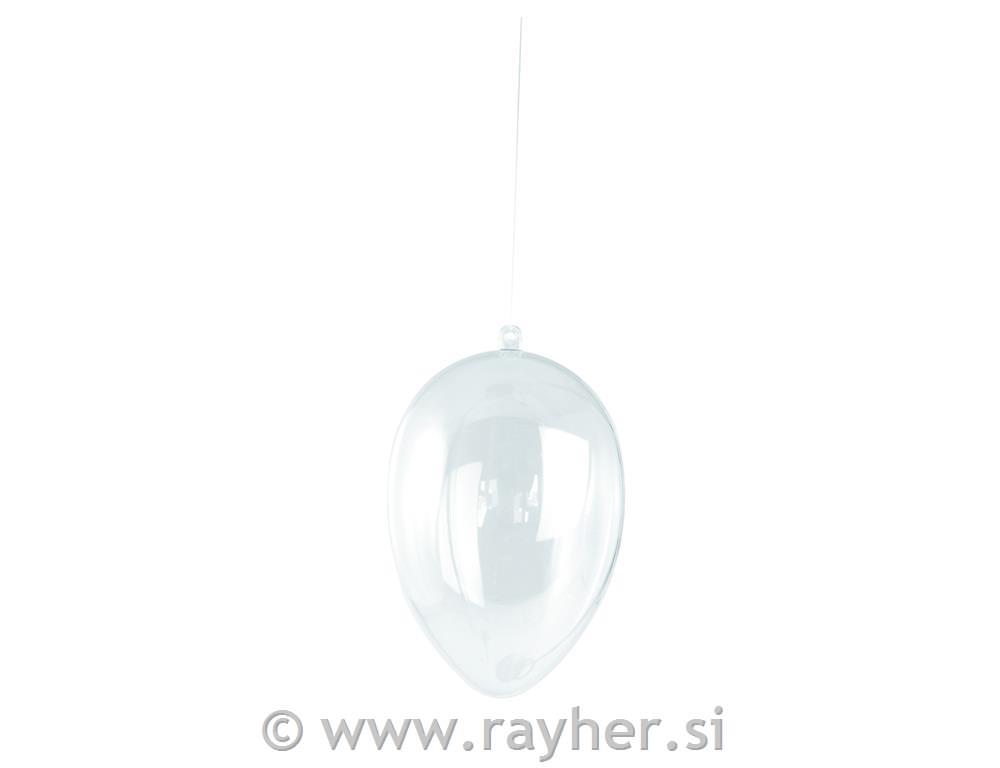 Plastično jaje, prozirno, 14 cm dvodjelno
