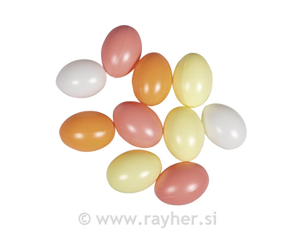 Jaja plastična, 6cm, marelica, set 10