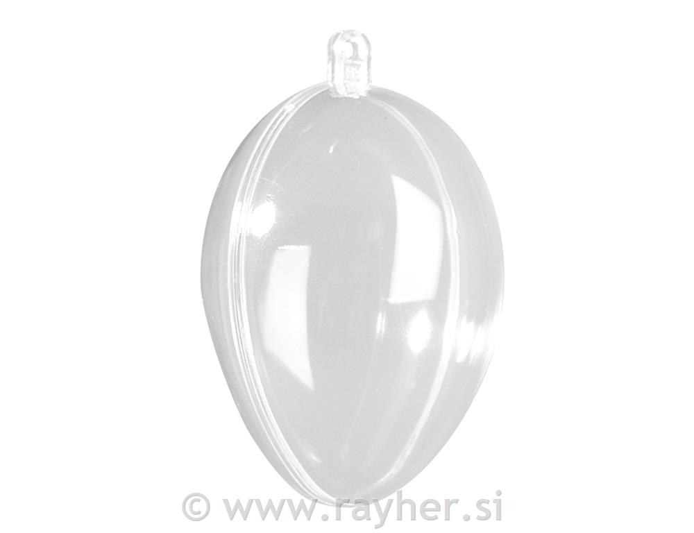 Plastično jaje, prozirno, dvodijelno 6 cm, zaobljeno