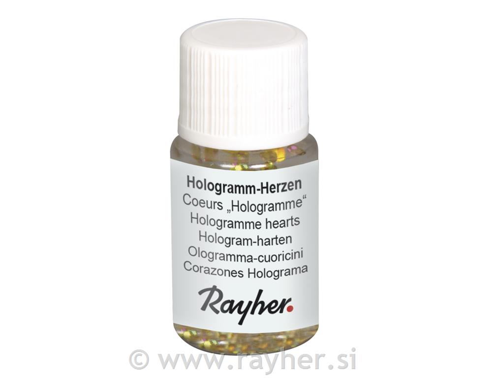 Hologram srca, 3 mm, zlato, 10 ml, PET
