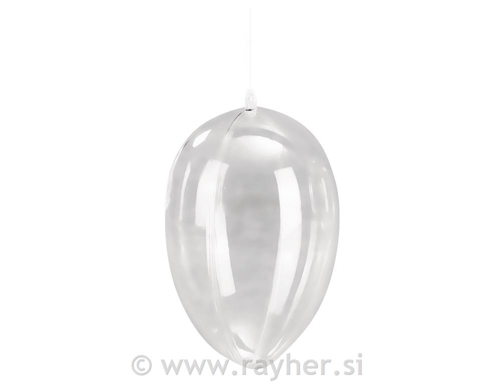 Plastično jaje, prozirno, 16 cm dvodjelno