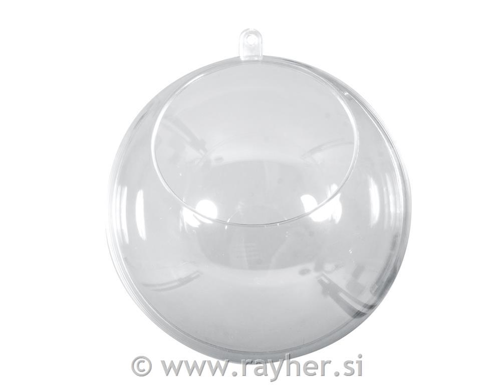 Plastična kugla s otvorom, prozirna od 8cm,otvor 4,5 cm