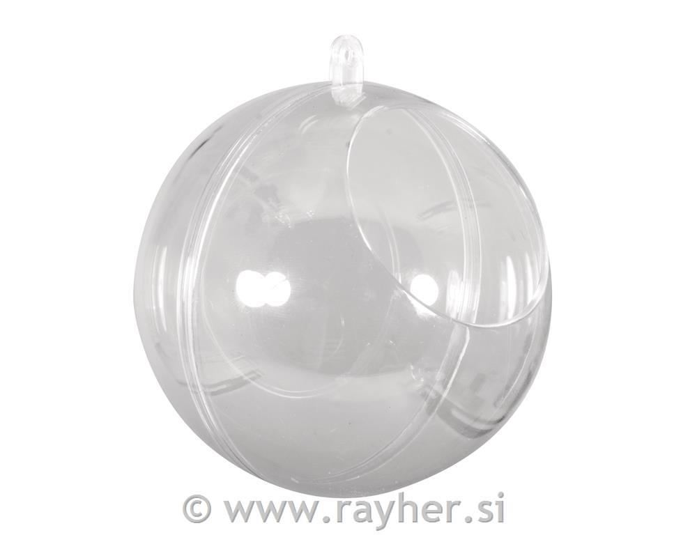 Plastična kugla s otvorom, prozirna 10 c,otvor 6 cm