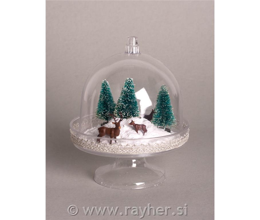 Plastic mini cake stand with dome, 9.5x11cm, box 4pcs