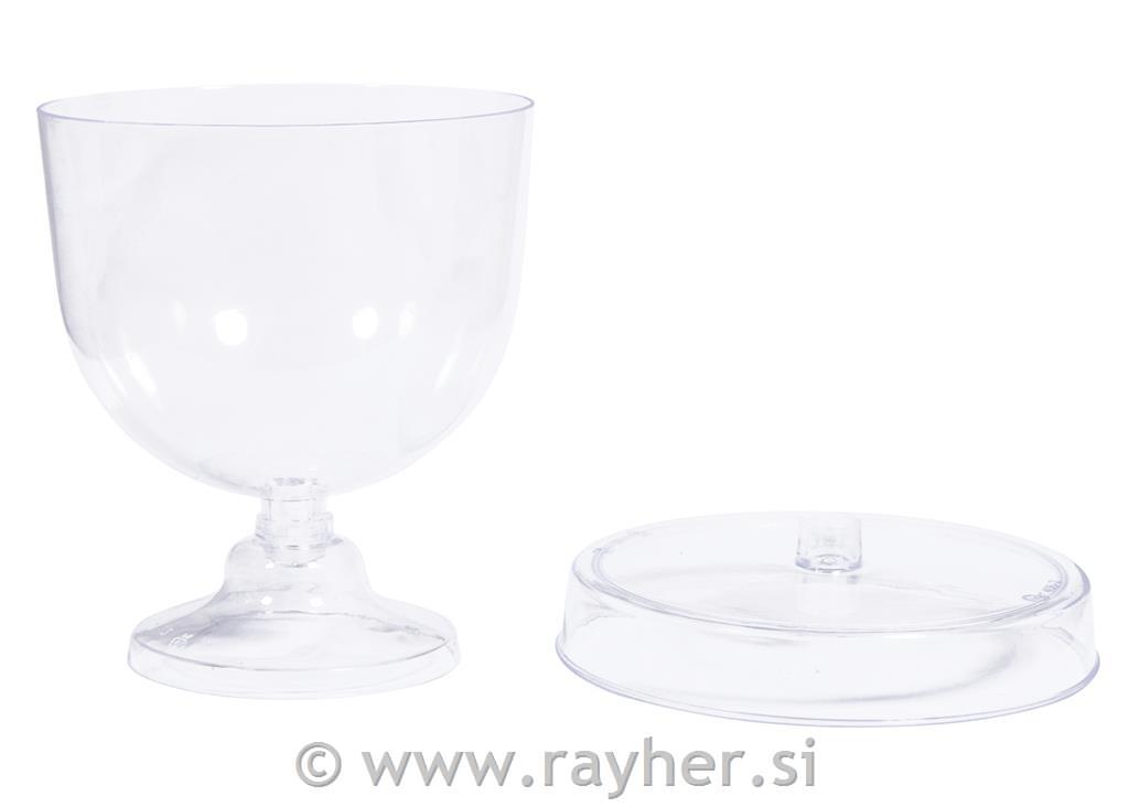 Plastic mini cake stand with dome, 9.5x11cm, box 4pcs