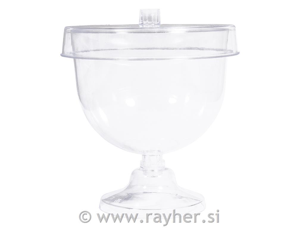 Plastic mini cake stand with dome, 9.5x11cm, box 4pcs