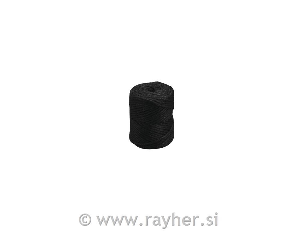 Vrvica iz jute, 4-slojna, 3,5mm, črna, 50m