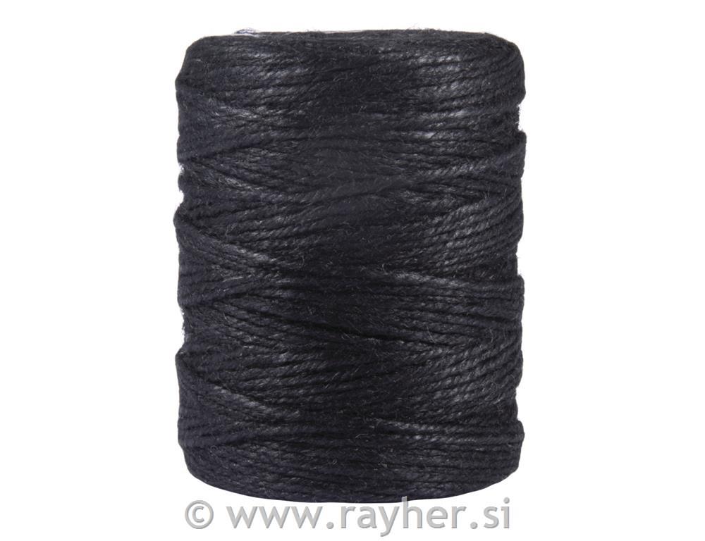 Vrvica iz jute, 4-slojna, 3,5mm, črna, 280m