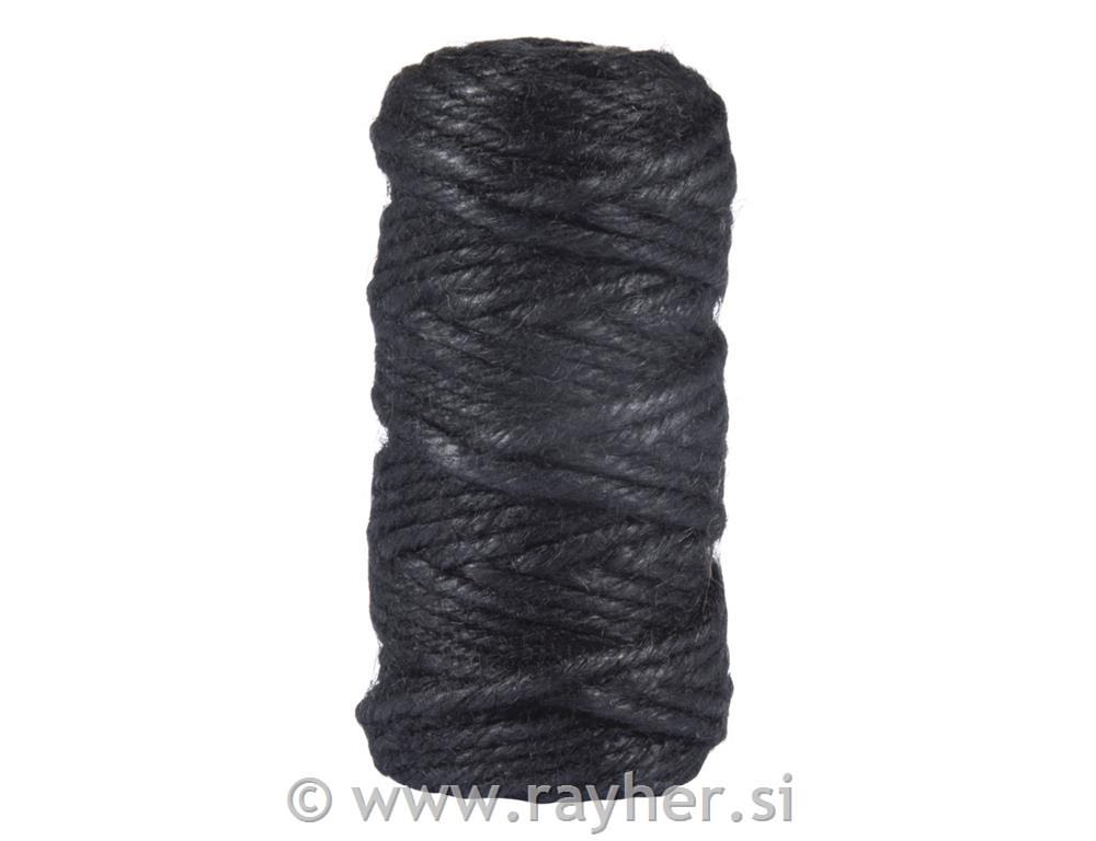 Vrvica iz jute, 6-slojna, 6mm, črna, 35m