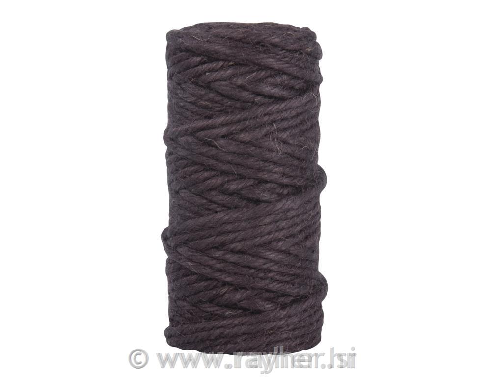Vrv iz jute, 6-slojna, 3,5 mm o, temno rjava, navoj 35 m
