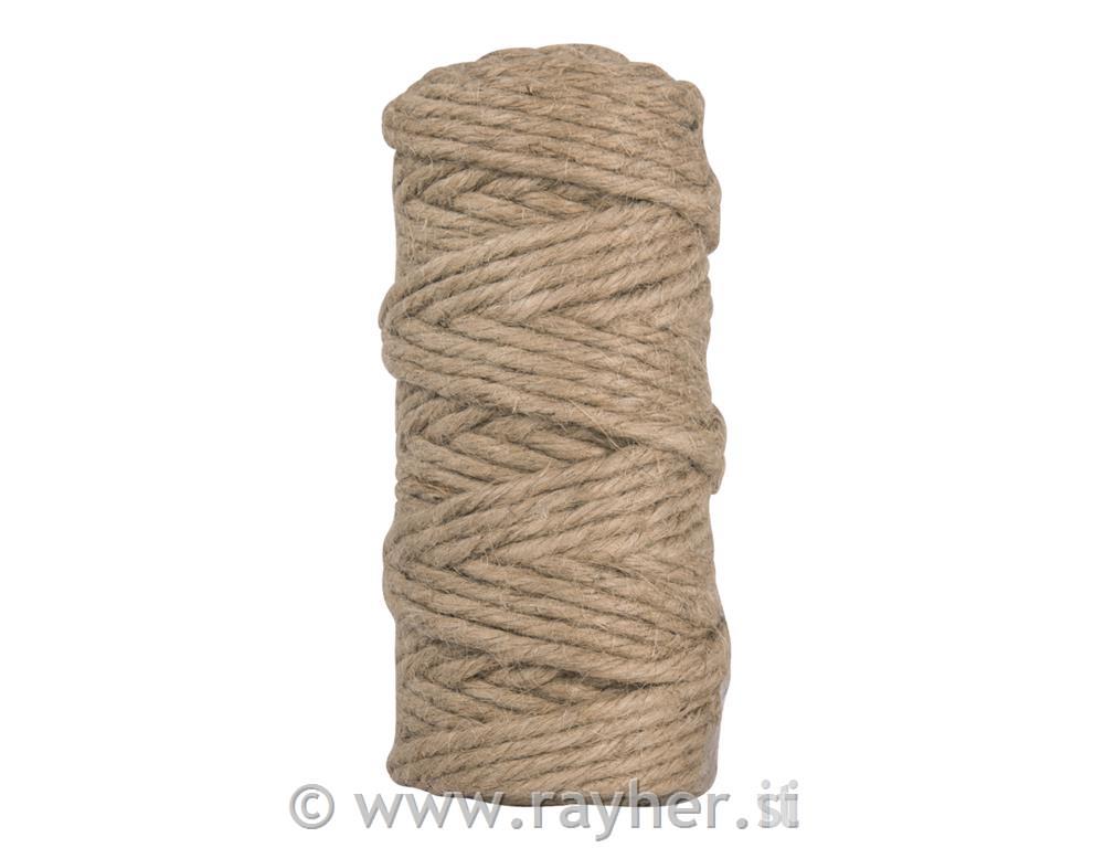 Vrv iz jute, 6-slojna, 3,5 mm o, naravna, navoj 35 m