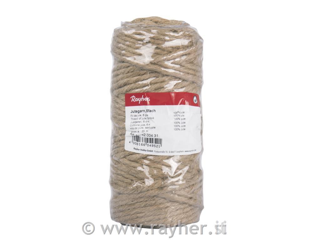 Vrv iz jute, 6-slojna, 3,5 mm o, naravna, navoj 35 m