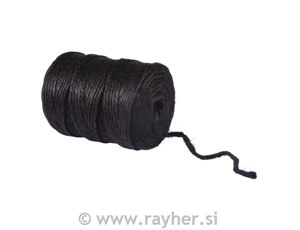 Vrvica iz jute, 6-slojna, 6mm, črna, 120m
