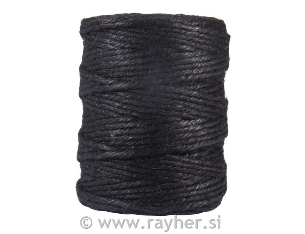 Vrvica iz jute, 6-slojna, 6mm, črna, 120m