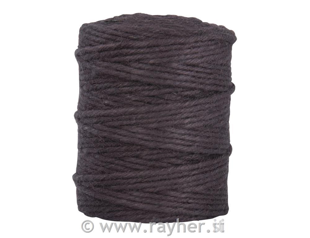 Vrv iz jute, 6-slojna, 3,5 mm o, temno rjava, navoj 120 m