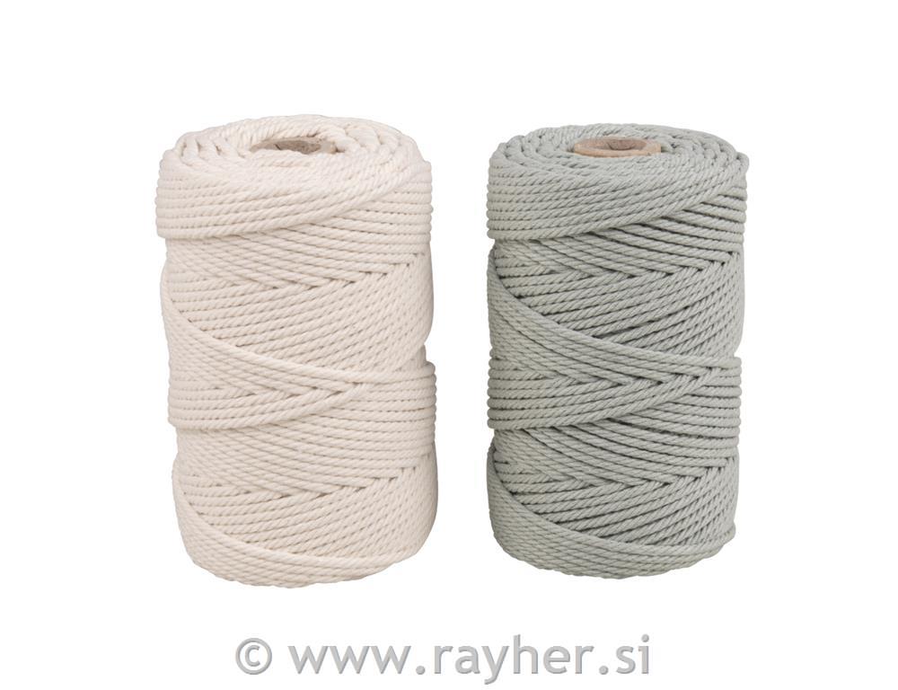 Vrvica makrame set 2x70 m, 2,2 m bela+evkaliptus zelena
