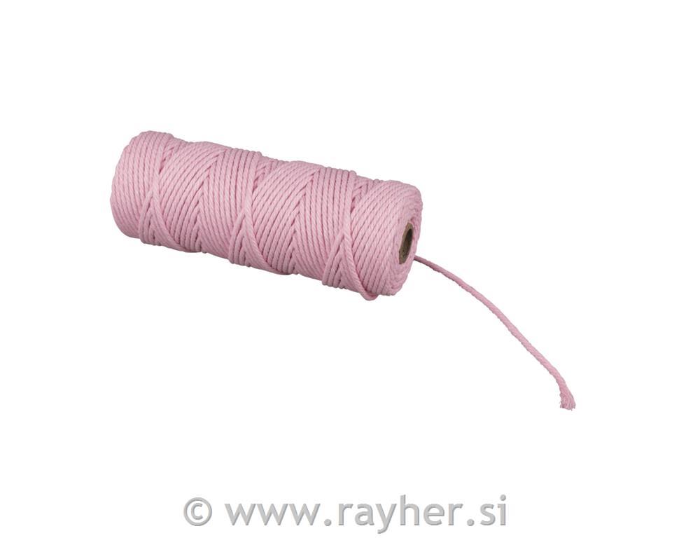 Vrpca makrame, pastel ružičasta, 3mm,70m