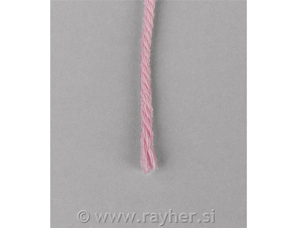 Vrpca makrame, pastel ružičasta, 3mm,70m