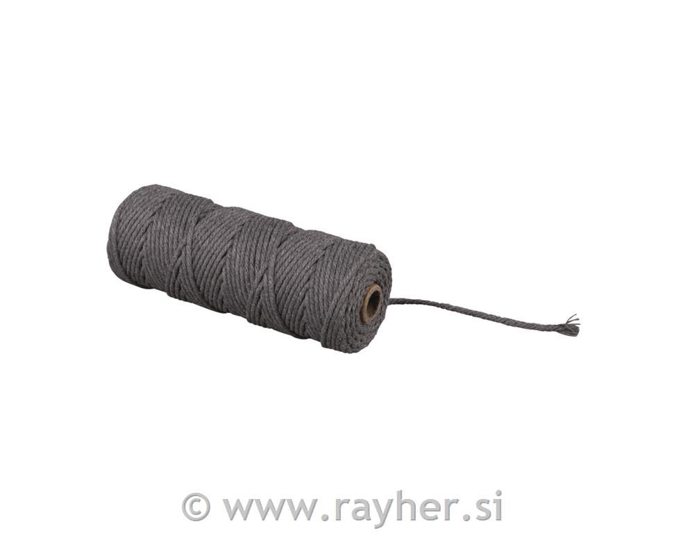 Vrvica makrame, siva, 3 mm, 70 m
