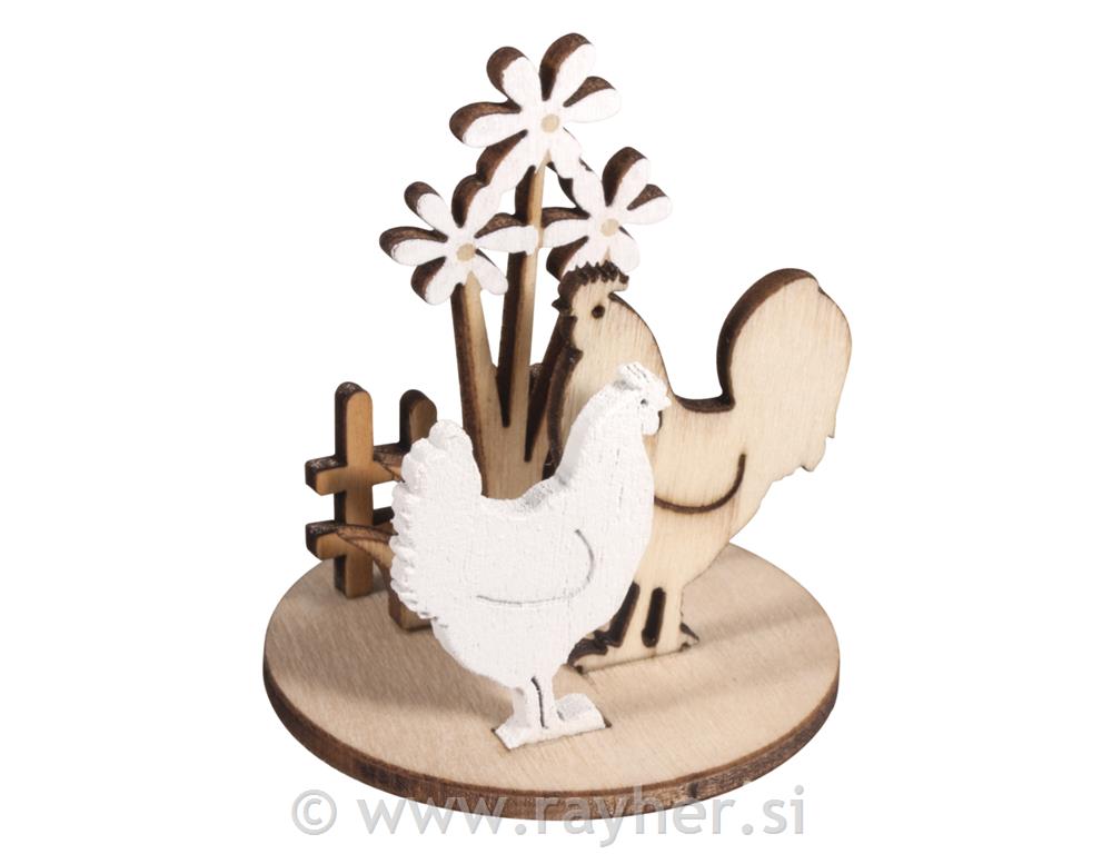Drveni model, piletine i cvijeća, 4,5-5,5 cm, 2 modela