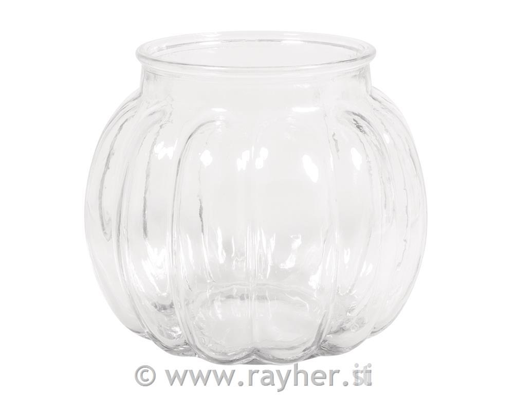 glass vase, w. groove-bellied body shape15x15x13cm, 1100ml, aperture o9cm