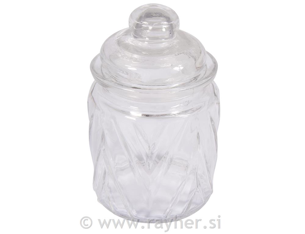 Steklena posoda z deko pokrovom, 8cm o, 12.5cm, 280ml