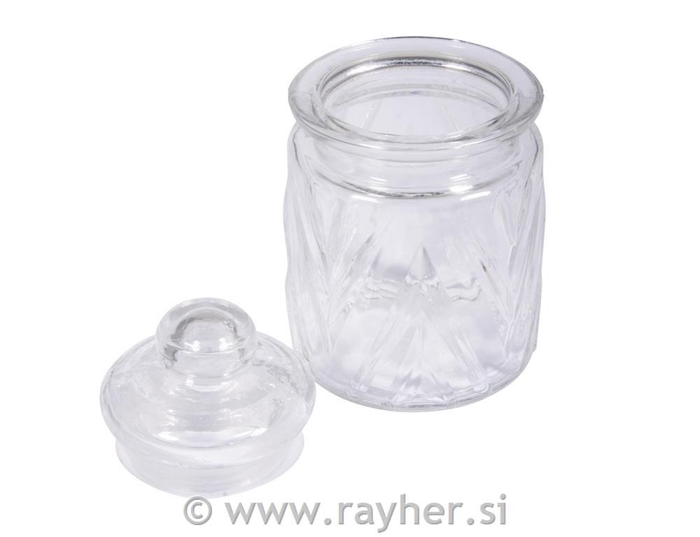 Steklena posoda z deko pokrovom, 8cm o, 12.5cm, 280ml