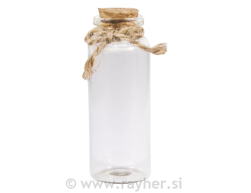 Staklena vaza s pluta poklopcem, 3cm o,7.5cm, 35ml
