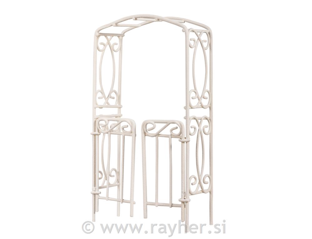 Pergola z vrati, bela, 8x15x3.7cm, 1 kos