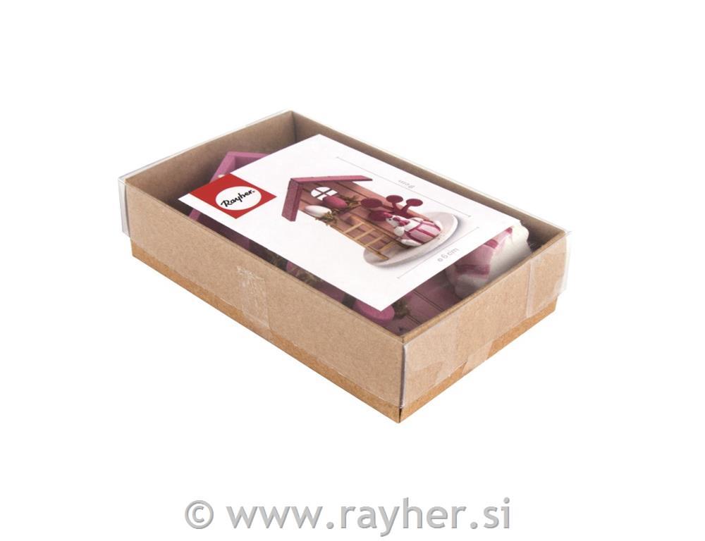 Kokoška s hišico, 6cm o, roza, 9cm
