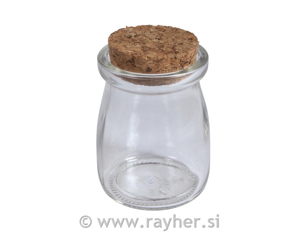 Staklena krigla s čepom od pluta, u: 7cm, 100ml