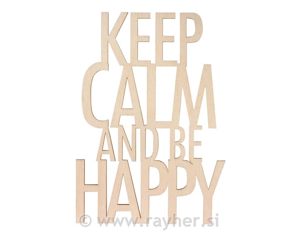 Drveni natpis "Keep calm..be happy" 12.1x1 7.2x0.4cm
