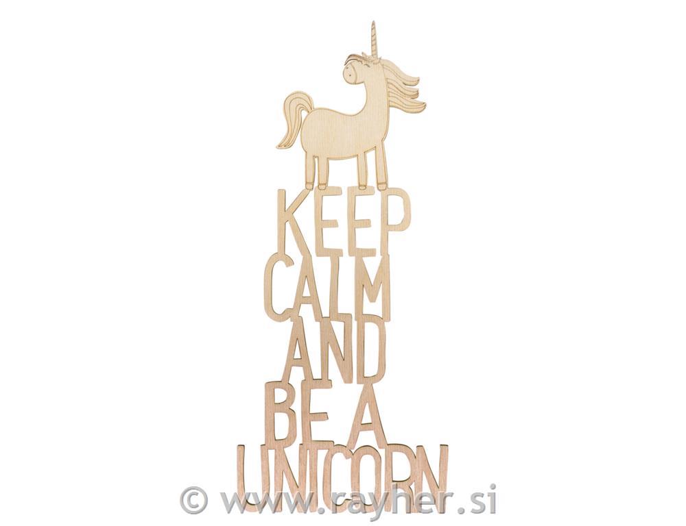Drveni natpis "Keep calm...unicorn" 15x35.2 x0.4cm
