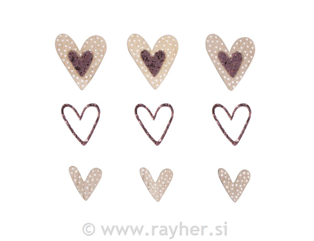 Small wooden objects Heartsassort.2-4cm, tab-bag 15pcs