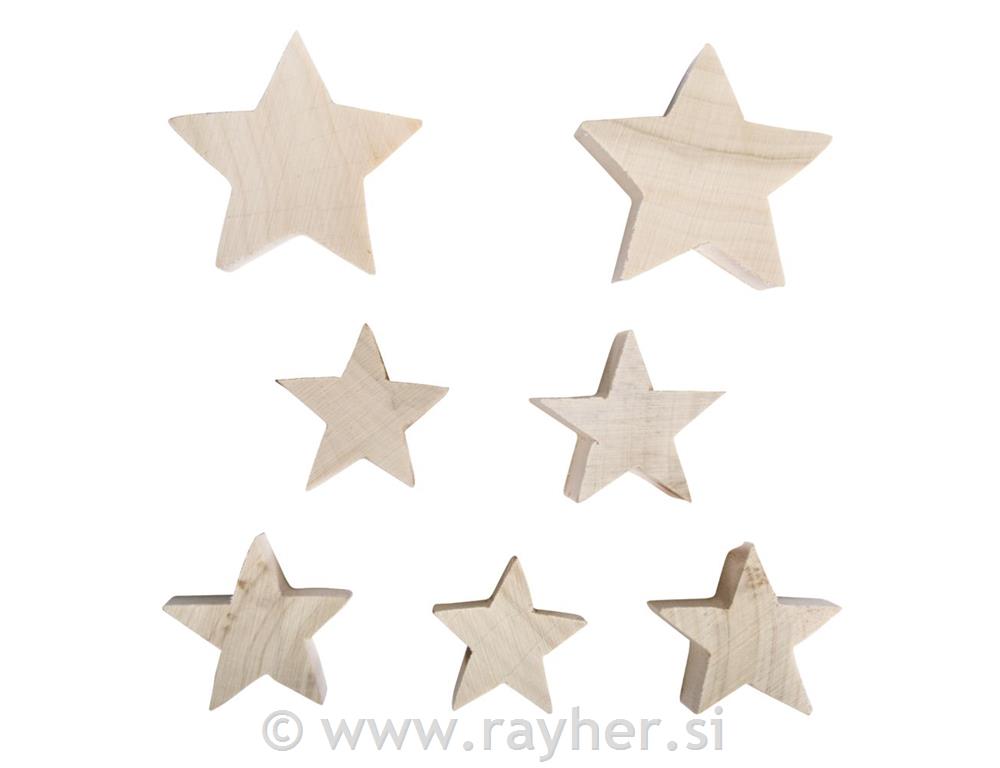 Drvene zvijezde, natur, 2x6cm + 5x4cm, 7